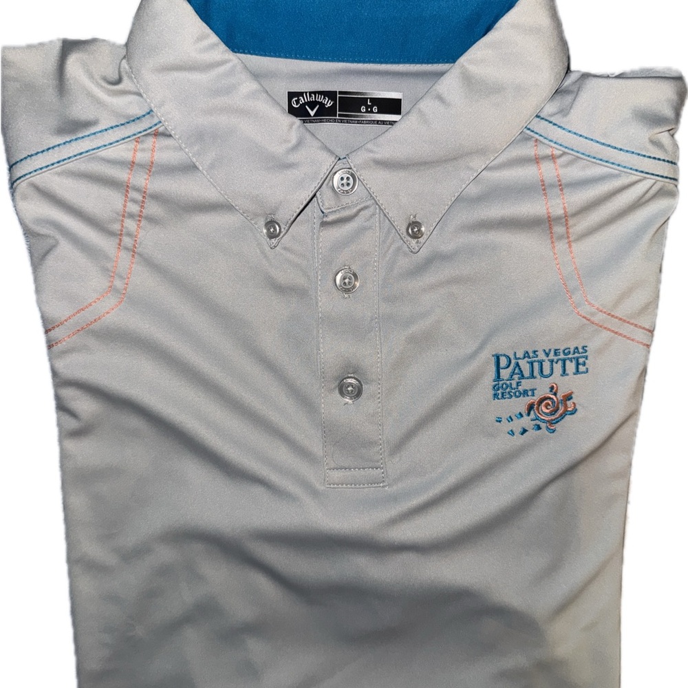 Callaway Kids Light Gray Polo with Blue Accents